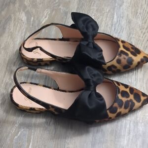 J. Crew Leopard Print Flats with Black Bow